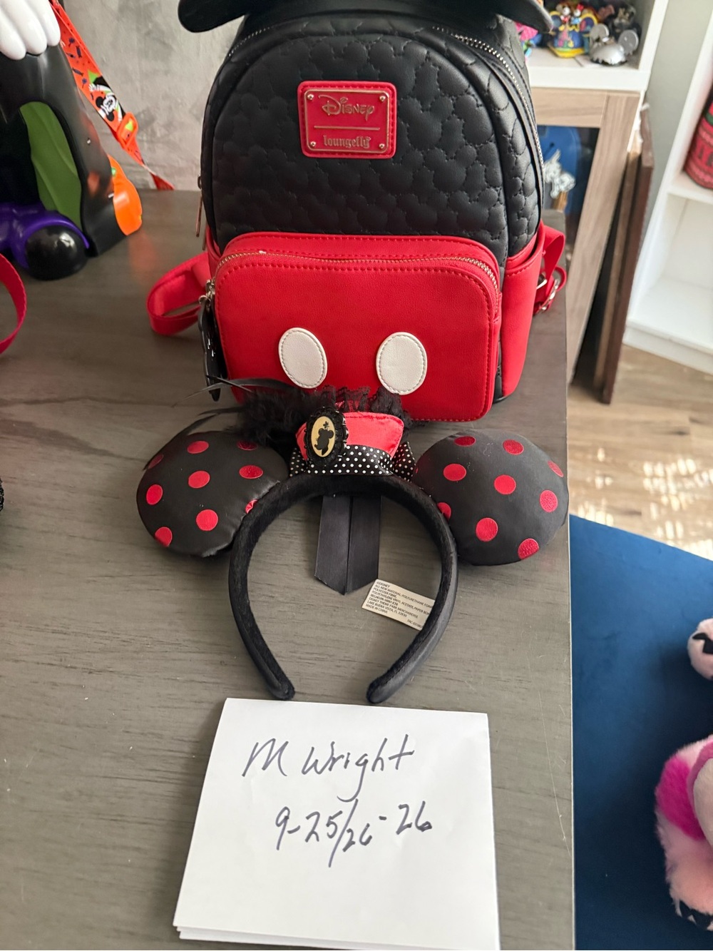 Loungefly Black & Red Mickey Backpack with Minnie Ear Headband